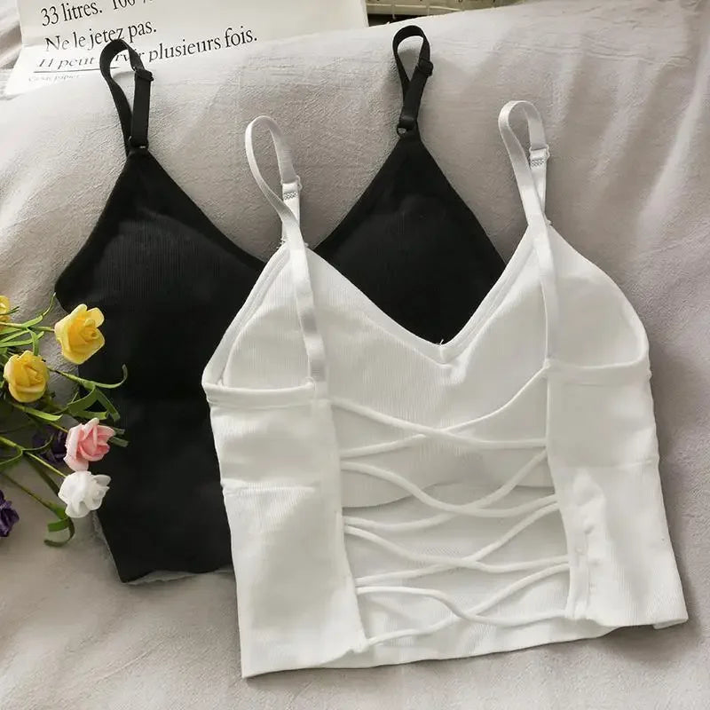 Womens Built In Bra Tank Top Camisole Yoga Crop Top
