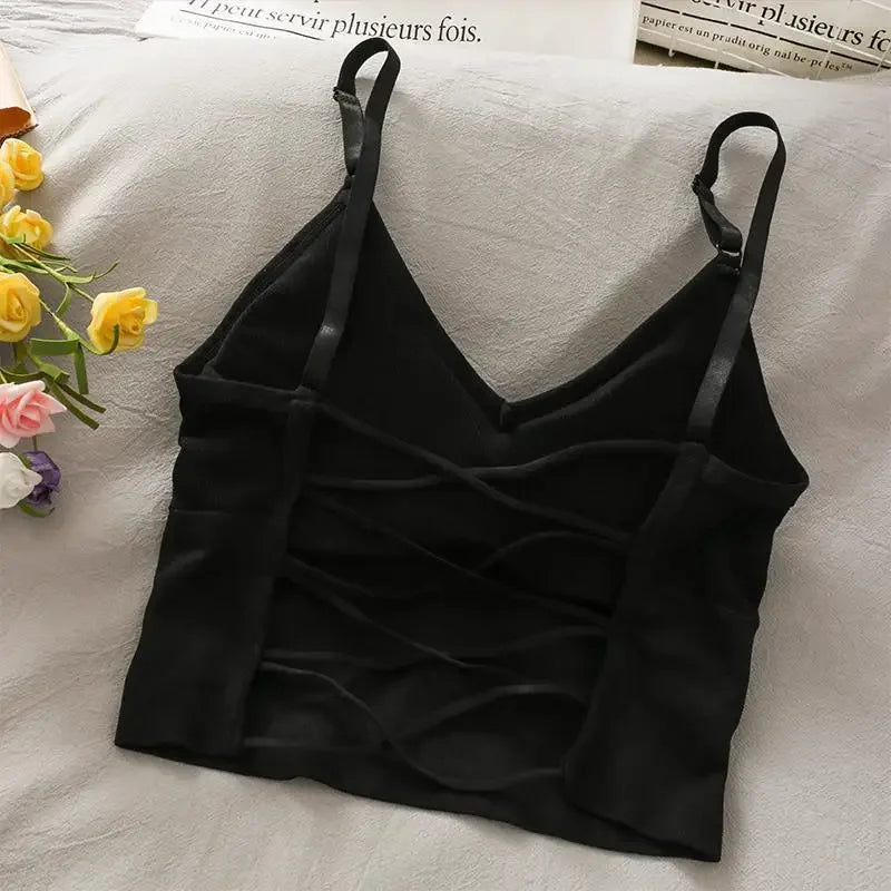 Womens Built In Bra Tank Top Camisole Yoga Crop Top