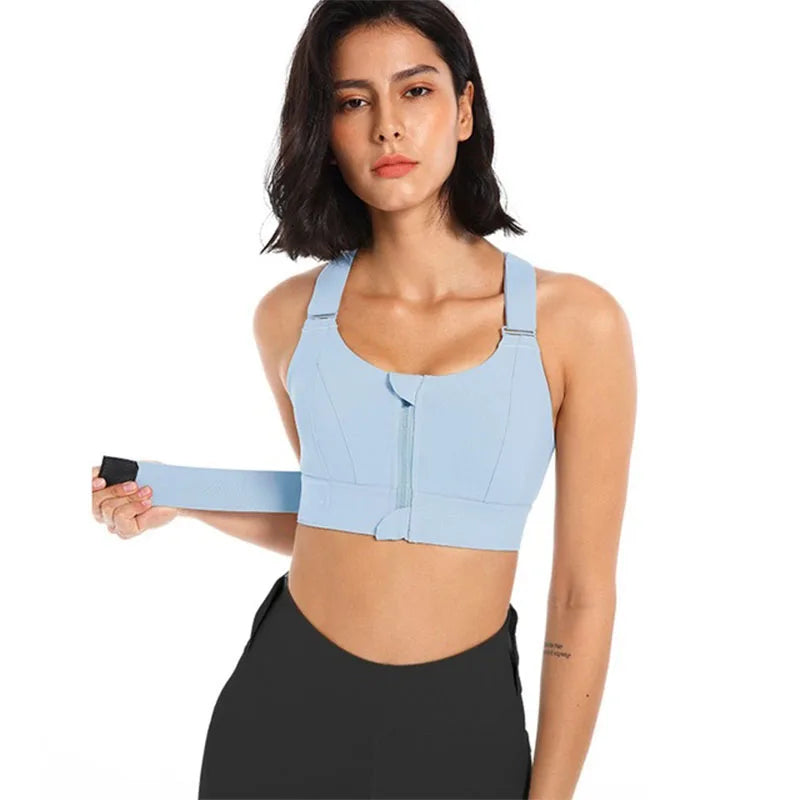 Women's Front Zip Yoga Sports Bra Vest Plus Size Athletic