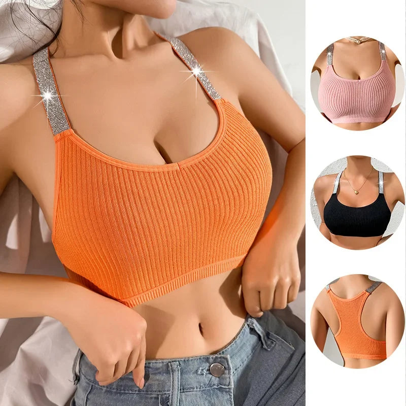 NONECN Tank Top Bra Women Fitness Seamless Crop Top